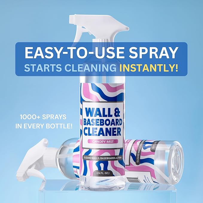 Wall Cleaner Spray - Effective on Painted Walls & Baseboards | Kitchen Cabinet Cleaner | Made in USA | Family & Pet Friendly | Must-Have for Parents & Teachers (24oz.)