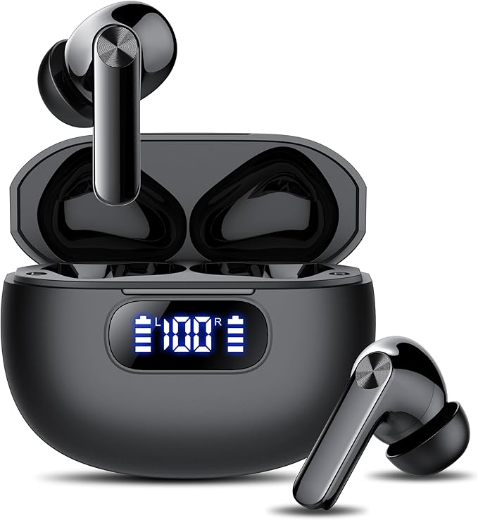 Wireless Earbuds, Bluetooth 5.3 Headphones LED Power Display, 2025 New Wireless Earphones, 4 ENC Noise Cancelling Mic, HiF...