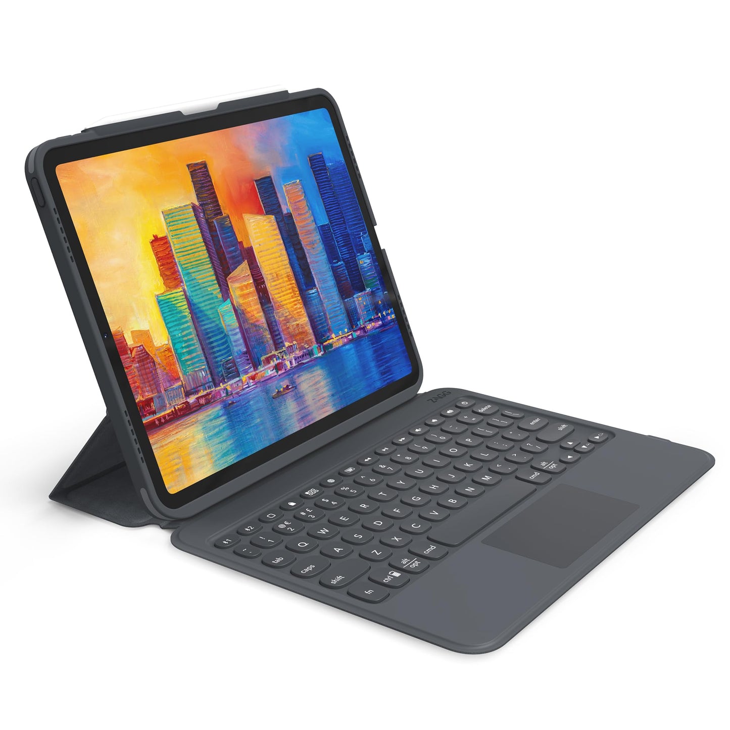 Zagg Pro Keys Wireless Keyboard With Trackpad And Detachable Case - Compatible With The Apple Ipad 10.2(Gen 9,8,7) - Charcoal