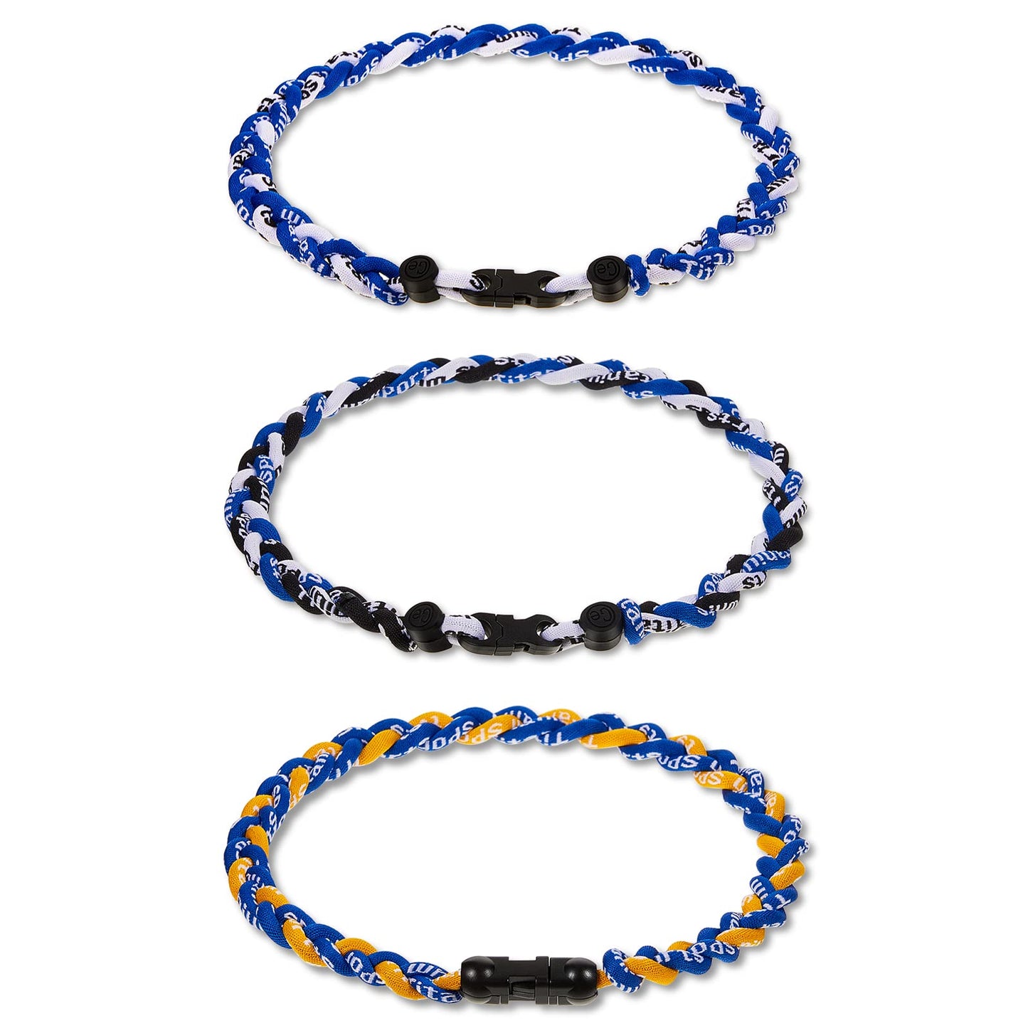 Junkin 6 Pcs Baseball Necklaces Three Braided Rope Titanium Necklace for Team Gifts Boys Men Player Softball Fans Sports (Vivid