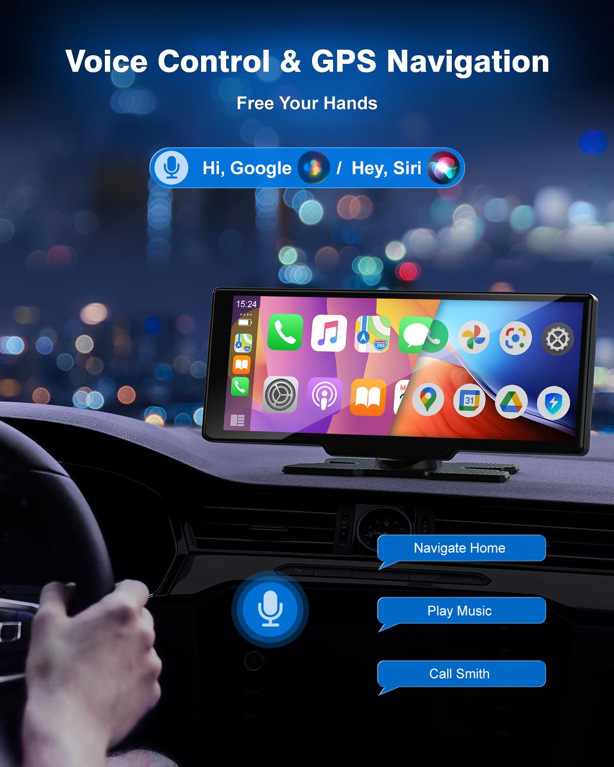 Car Play Screen With 4K Dash Cam 10.26 Inch Compatible With Apple Carplay/Android Auto, Carplay Screen For Car 1080P Backup Came