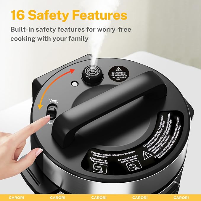 9-in-1 Electric Pressure Cooker, 1000W Instant Multi-Cooker with IMD Touchscreen, Olla de Presion, Non-Stick Pot, Rice Cook, Slow Cook, Steamer, Sauté, Warmer, Safe Venting, Silver 8 Qt