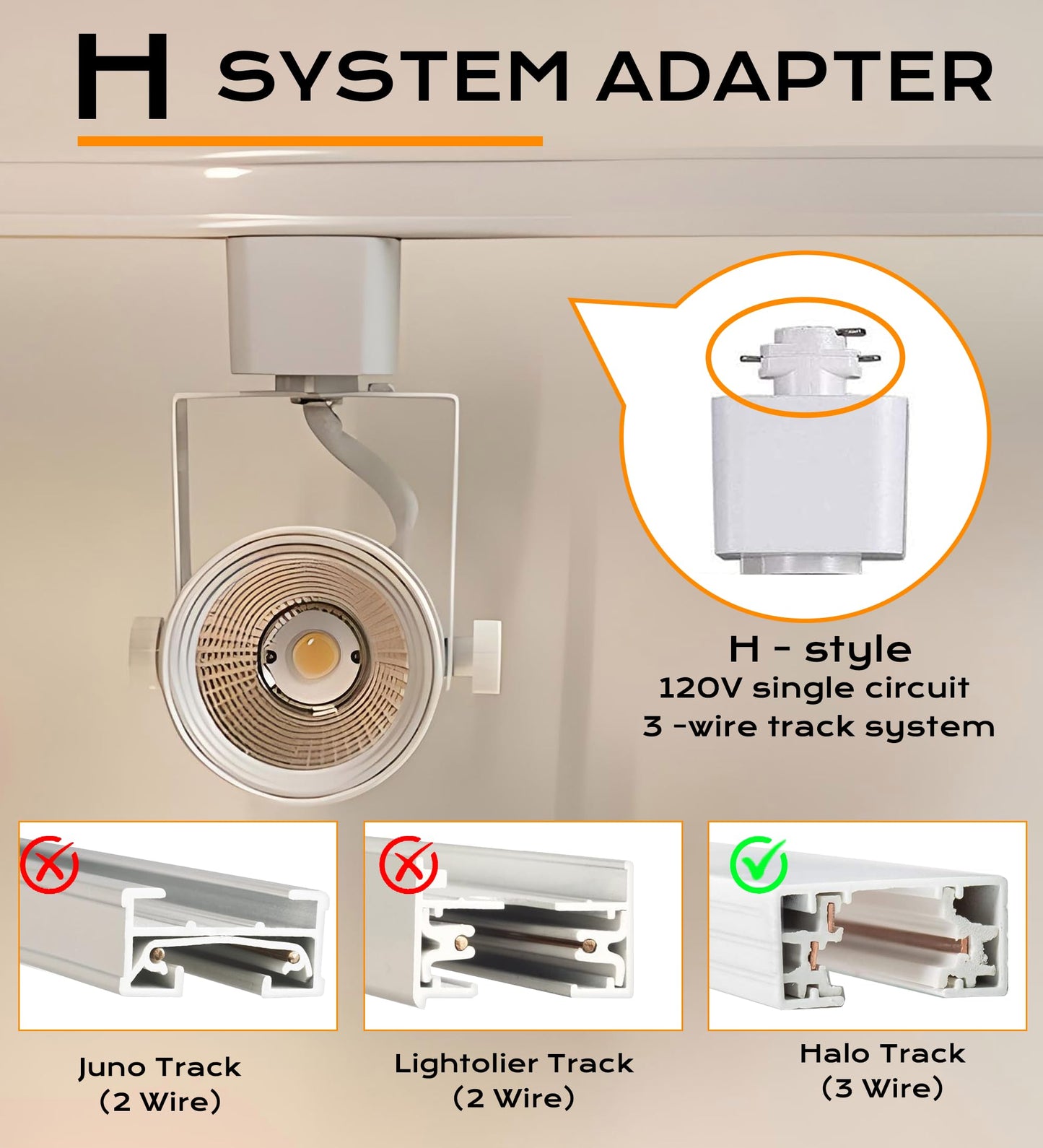 CLOUDY BAY LED Track Light Head, 8W 4000K Cool White, Dimmable, Adjustable Tilt, 6 Pack, Aluminum Finish
