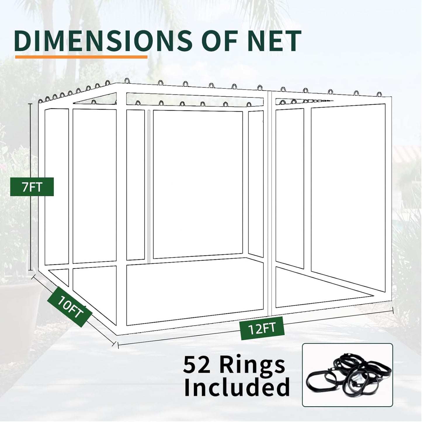 Replacement Gazebo Mosquito Netting 10' x 12',Universal Netting for Canopy Tent,4-Panel with Zipper for Outdoor Patio,Backyard (Mosquito Net Only,Brown)