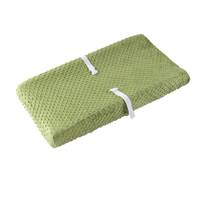 Baby Changing Pad Cover, Super Soft Plush Dot Diaper Changing Table Covers for Baby Girls and Boys, Ultra Comfortable, Safe for Babies, Fit 32"/34'' x 16" Pad (Sage)