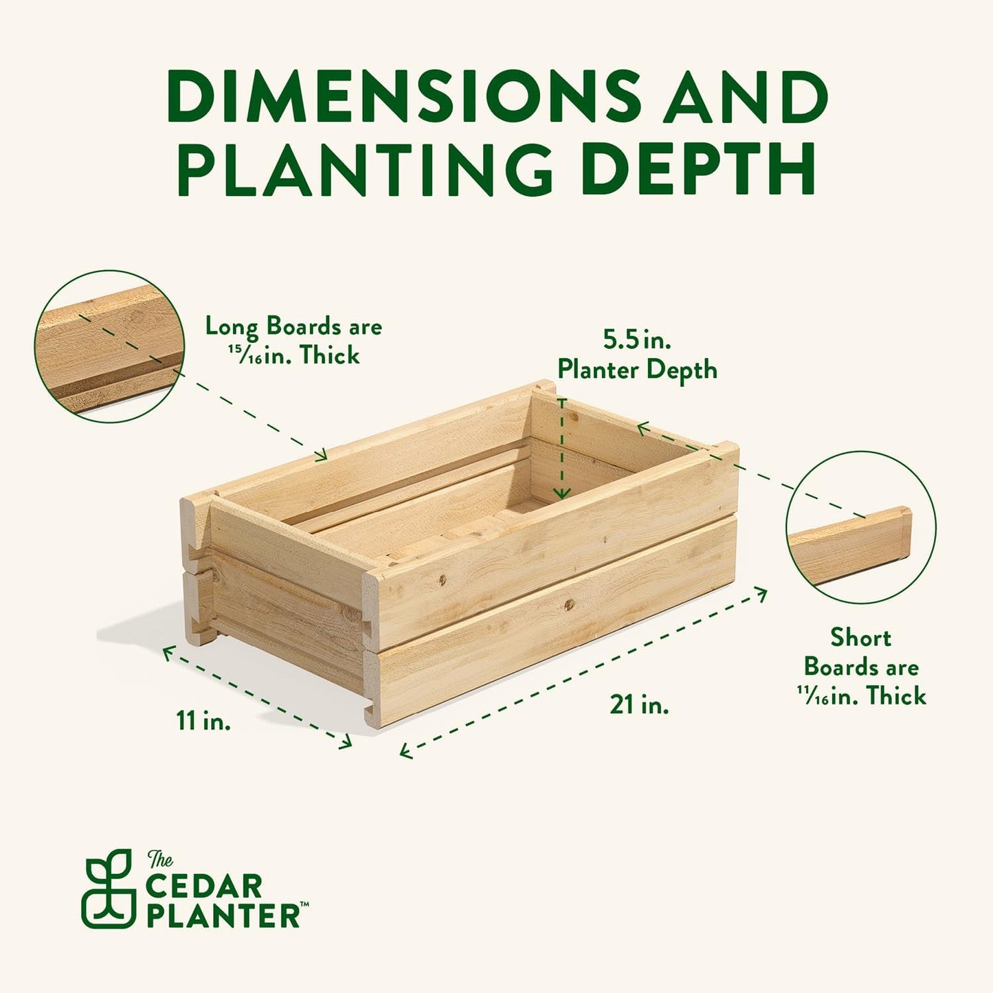 Greenes Fence Cedar Wood Planter Box with Wall Mount Brackets, 21" x 11" x 7" (2-Pack) - Made in USA with North American Cedar