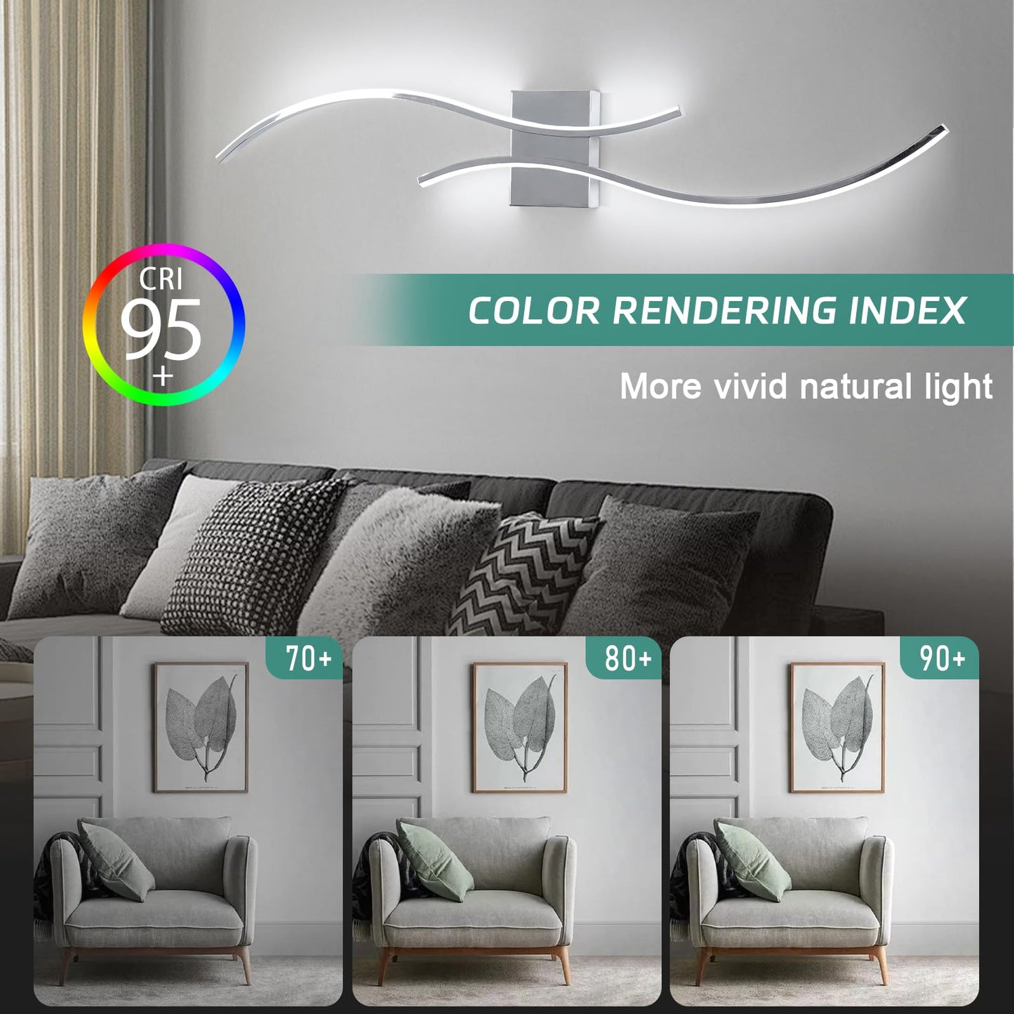 Caneoe Modern Led Wall Sconce  39Inch Led Bathroom Vanity Light  6000K Modern Wall Light Fixtures Indoor Wall Lamps For Living Room Hallway Sconces Lighting
