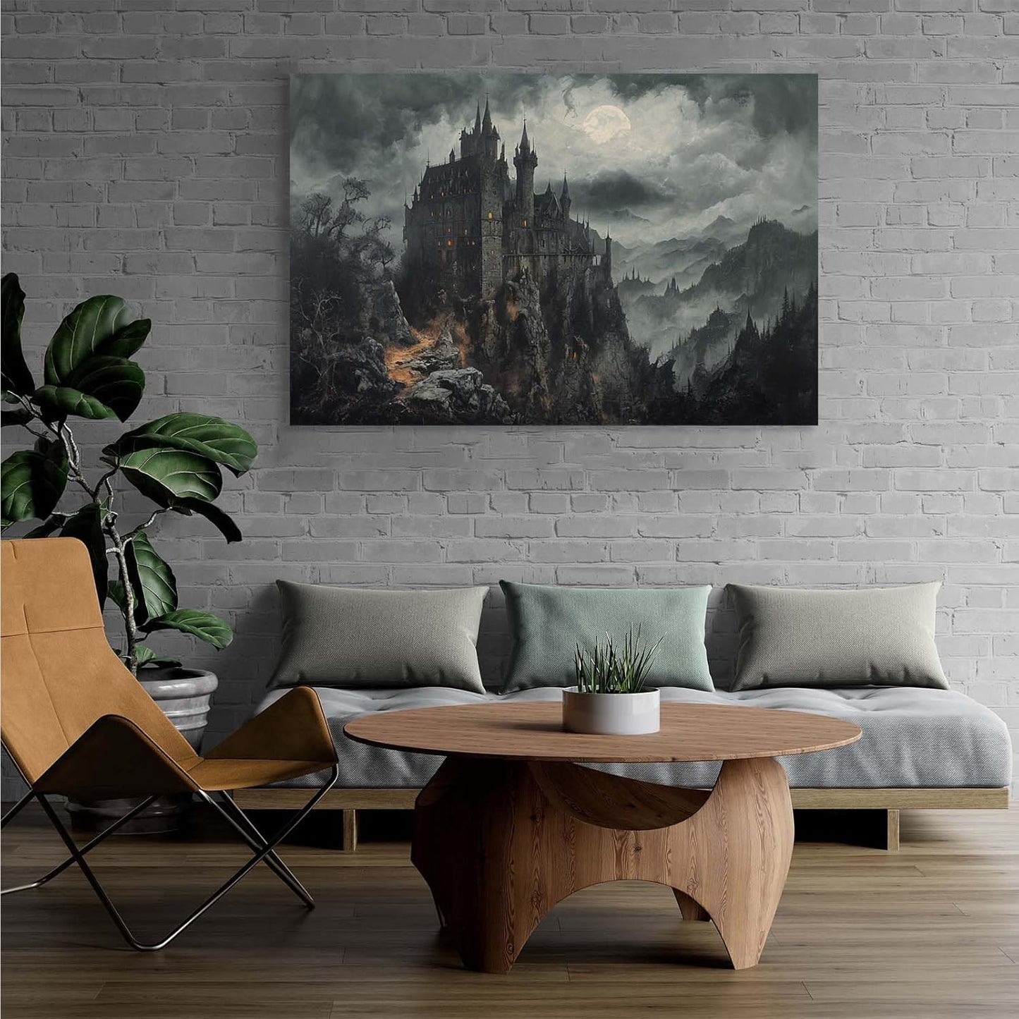 Vintage Castle Poster Dark Academy Victorian Gothic Castle Wall Art Poster Moody Mystical Art Print Suitable for Home Living Room Bedroom20x30in Wood Framed