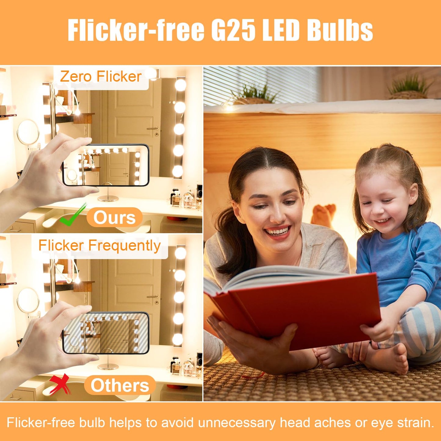 hansang 12 Pack LED Globe Bulbs, 2700K Warm White, E26 Base, G25, 60W Equivalent, Non-dimmable, High Light Transmittance PC
