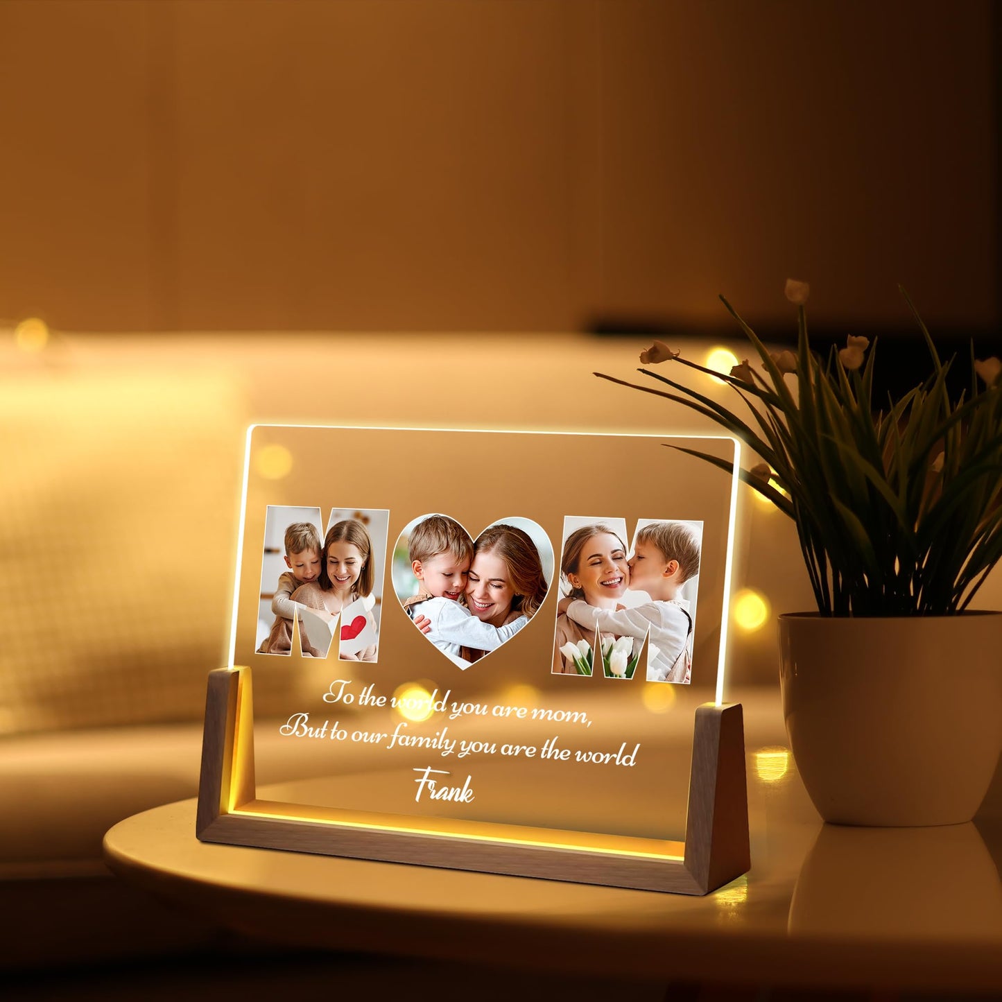 Maiwell Personalized Mothers Day Unique Gifts For Mom Wife  Mom Gifts From Daughter Son Husband  Custom Acrylic Night Light Picture Frame With Photo Name  Customized Moms Birthday Christmas Gift