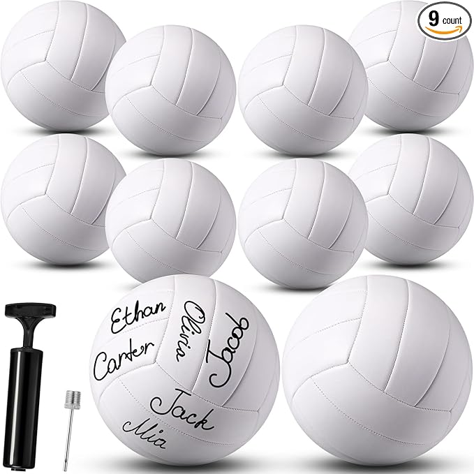 Jexine Autograph All White Volleyball Ball Blank Official Size 5 DIY Painting Plain Volleyball Ball with Needle Pump for A...