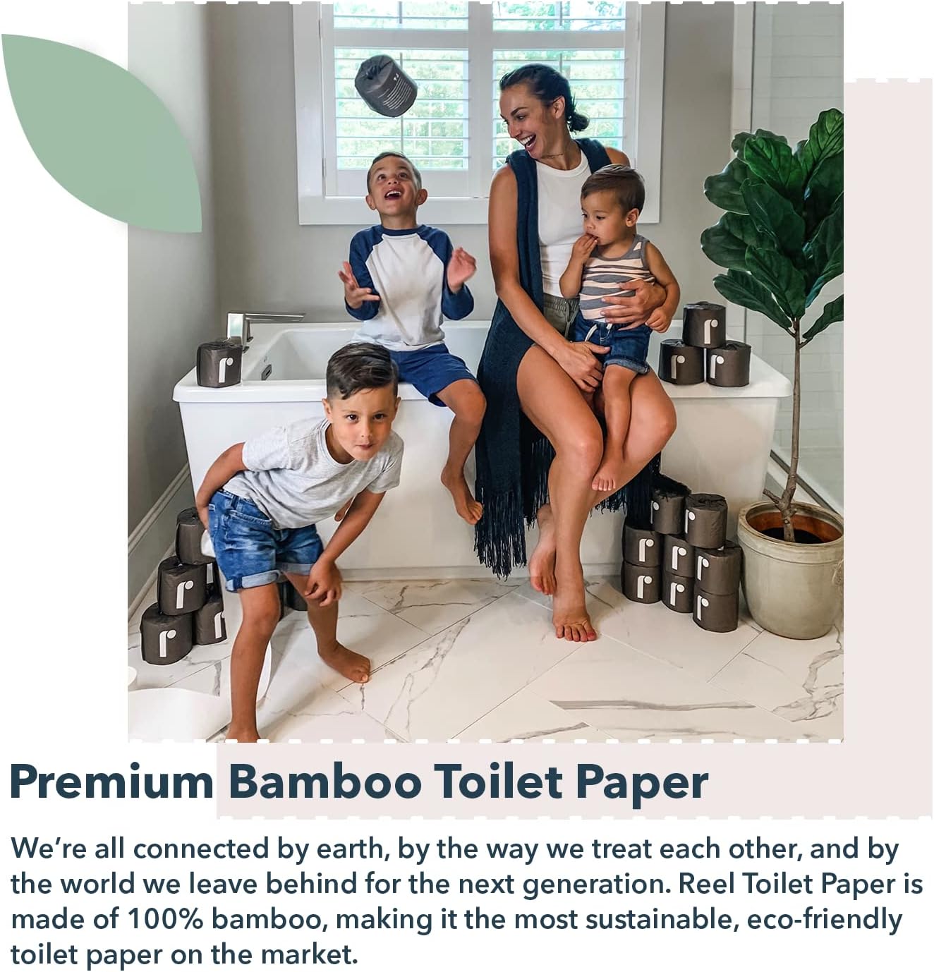 Bulk Reel Premium Toilet Paper - 2 Pack - 48 Rolls of Toilet Paper - 3-Ply Made From Tree-Free - Zero Plastic Packaging