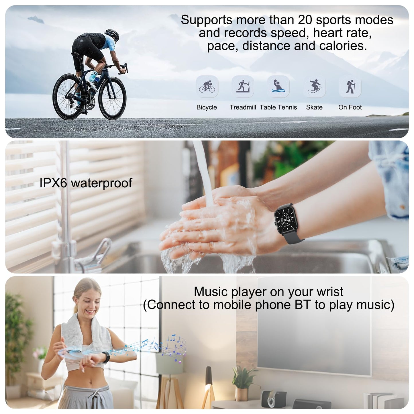 Smart Watches for Women,Fitness Tracker of Android Smart Watch,Heart Rate/Blood Oxygen/Sleep Monitoring,IP68 Waterproof Smartwatch for iPhone Samsung,Men's Smart Watch with Make/Answer Call