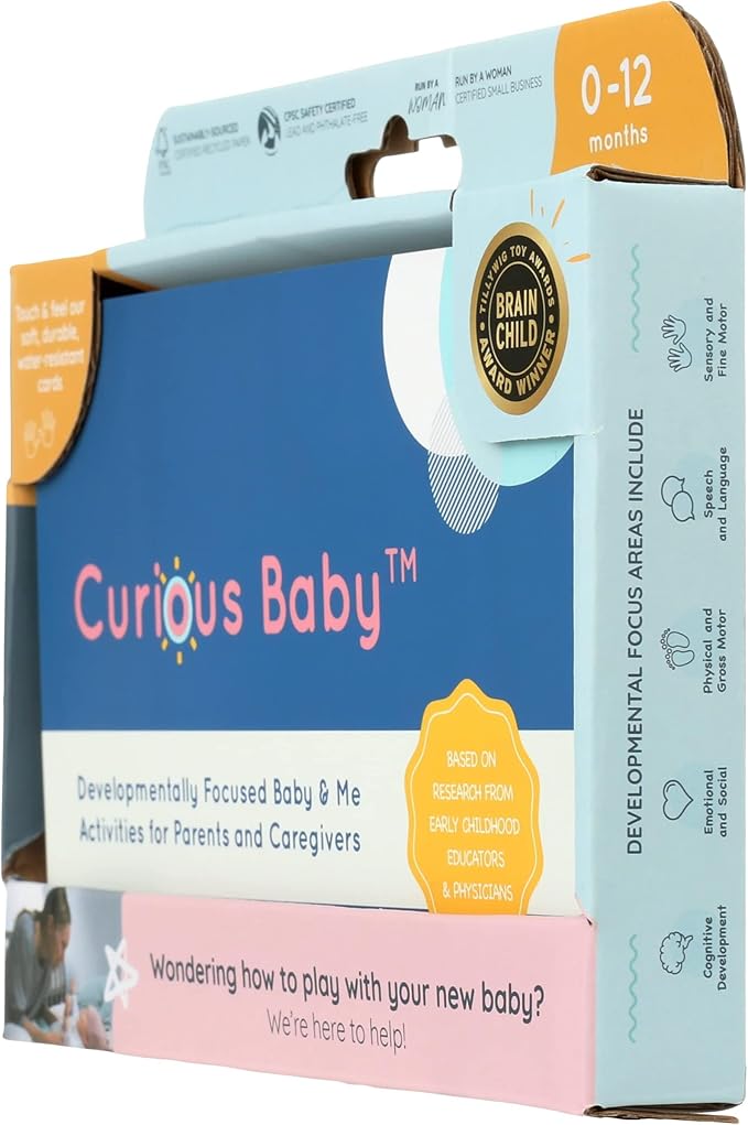 Curious Baby™ Award Winning 40+ Activities for Baby & Me (0-12 Months) | Developmentally-Focused and Stimulating Creative Playtime Ideas for Baby & Me | Includes Black/White High-Contrast Cards