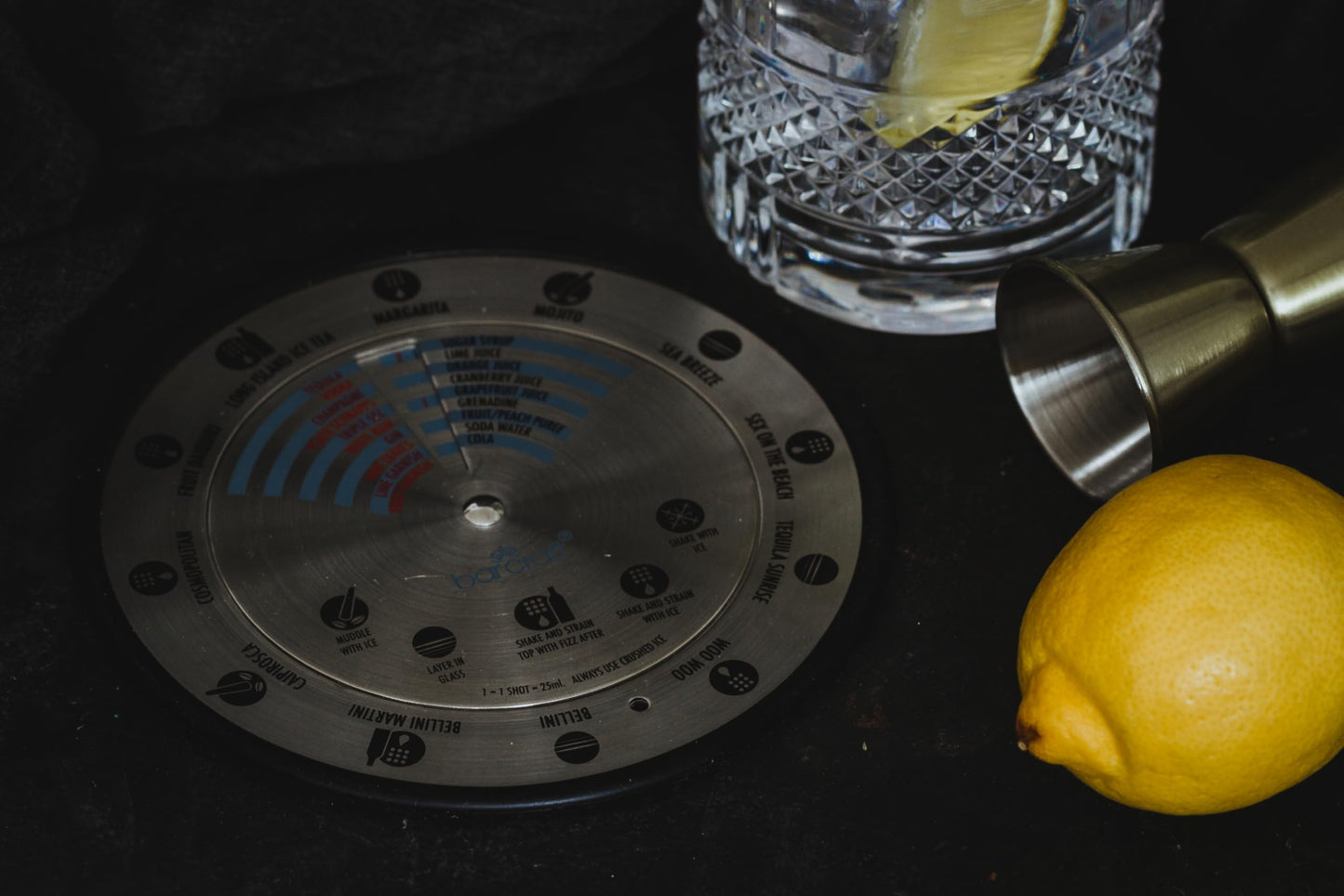 BarCraft BCLLCOMPASS Cocktail Compass with 12 Recipes, Stainless Steel, White, 14cm