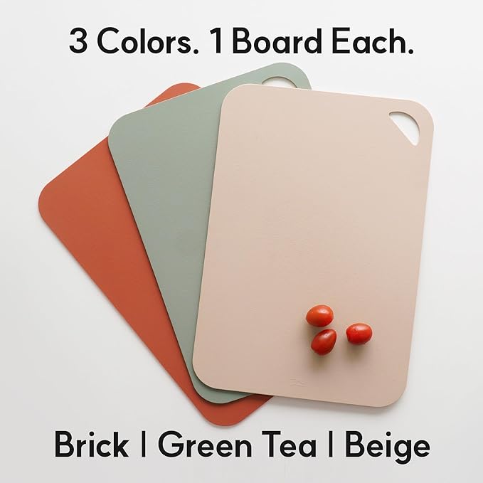 TPU Flexible Cutting Board - Scratch Resistant & Knife Friendly, Non-Slip - BPA Free, Dishwasher Safe & Easy Clean - Made in Korea, Beige Large (1 Pack)