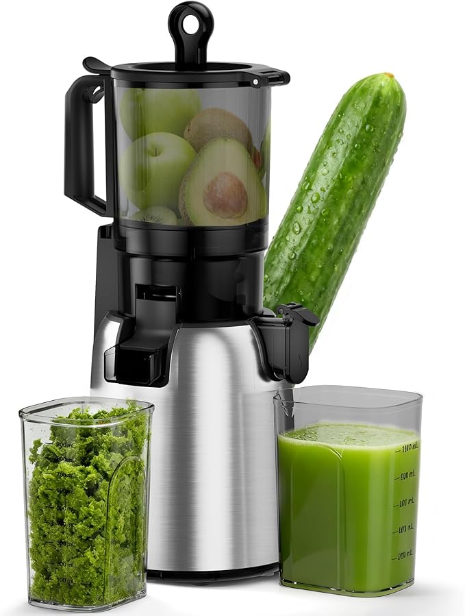 Cold Press Juicer Wide Mouth 5.4 Inch, Self Feeding Juicer Machines For Whole Fruits & Vegetables, Slow Masticating Juice Extractor High Juice Yield Juice Makers