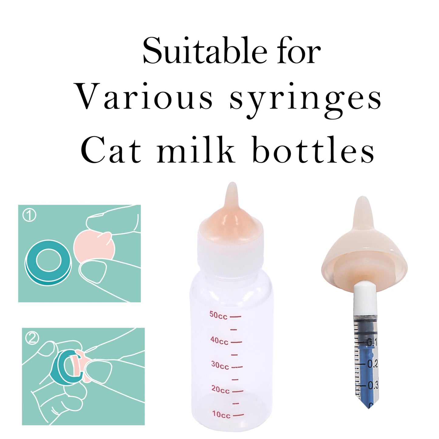 Doggiema Silicone Feeding Nipples and Syringe for Newborn Kittens, Puppies, Small Animals, Rabbits Dongdong pet