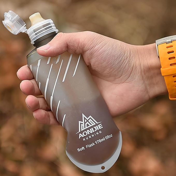 TRIWONDER Water Bottles TPU Soft Flasks Collapsible Running Flasks for Hydration Pack Backpack Hiking Cycling (170ml/5.75oz - Pack of 2)