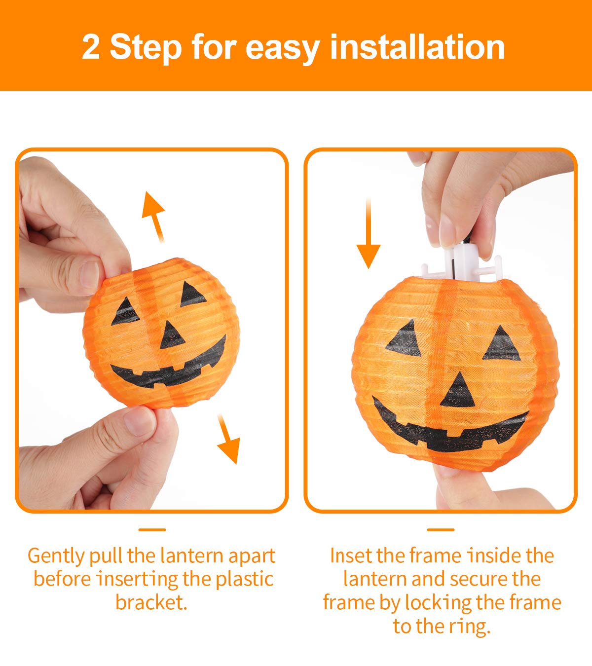 TIGOMOOV Halloween Lantern String Lights, 10 Orange Lights, 9.83FT, Indoor/Outdoor, Nylon