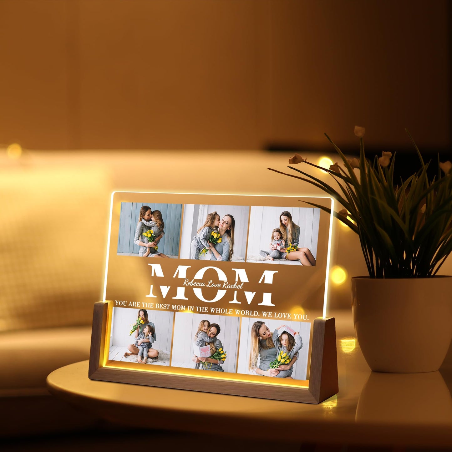 Maiwell Personalized Mothers Day Unique Gifts For Mom Grandma Wife  Custom Best Mom Gifts From Daughter Son Husband  Customized Picture Frame Night Light With Photo Text For Christmas Birthday Gift