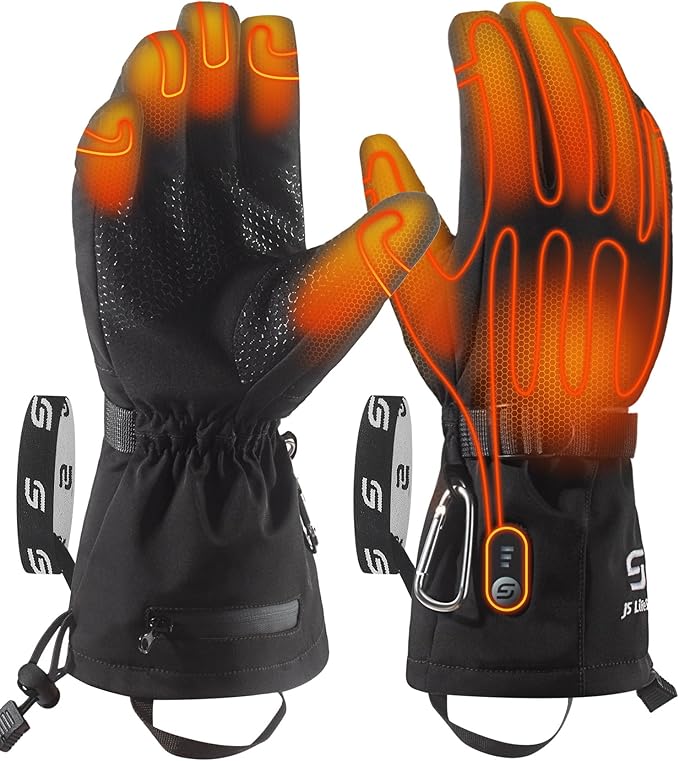JS LifeStyle Heated Gloves for Men Women,HG-01 7.4V 3000mAh Rechargeable Battery Wind Water Proof with Touch Screen and Li...