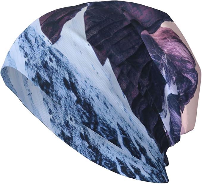YANYU Travel Mountain Print Soft Beanie Hat for Men Women Warm Fashion Cap for Jogging Cycling Gift Outdoor Use Black