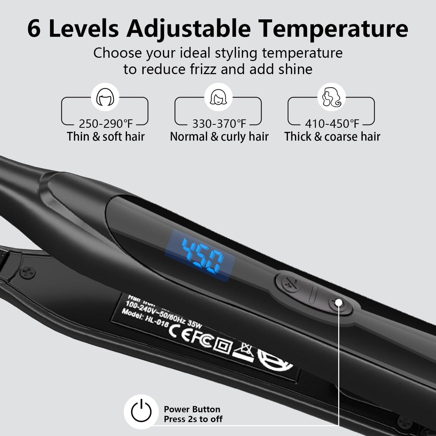 DSHOW Pencil Flat Iron, 3/10  Small Flat Irons for Short Hair, Pixie Cut and Bangs,Tourmaline Ceramic Mini Hair Straightener for