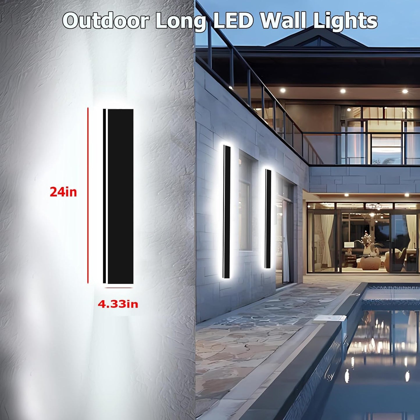 Enmln 39In Modern Outdoor Lights Fixture 4.33In Wide Dimmable Exterior Wall Lights For Garage And Front Door Long Outdoor Wall Sconce Ip65 Waterproof Black Led Outdoor Entrance Lighting