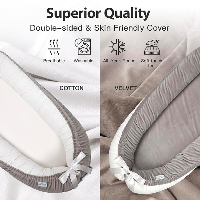 Baby Lounger | Organic Cotton Infant Lounger | Reversible, Adjustable & Portable Floor Lounger | Soft, Breathable, Washable Cover