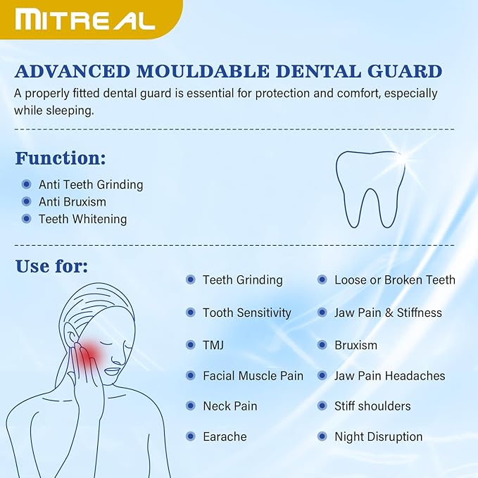 Mouth Guard for Grinding Teeth at Night, Night Guards for Teeth Grinding, Dental Night Guards for Sleep, Comfortable Grinding Guard for Adults with 12 Cleaning Tablets