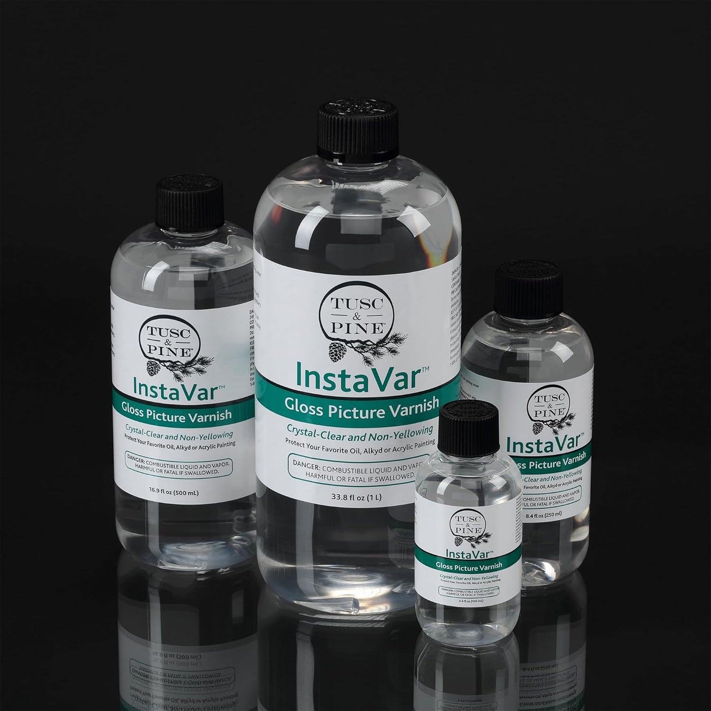 Tusc & Pine InstaVar™ Gloss Picture Varnish - Archival Quality Varnish for Oil, Alkyd, and Acrylic Artists - 33.8oz Bottle - 2 Pack