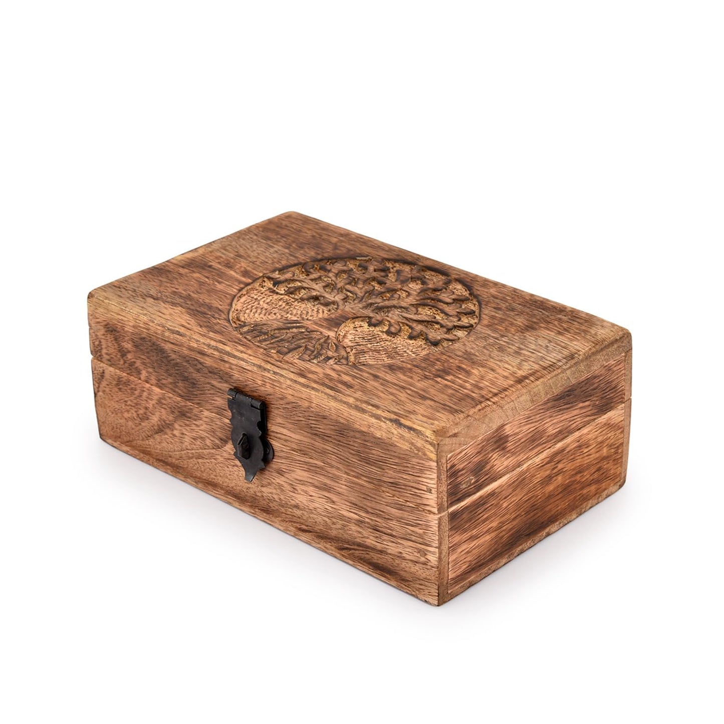 Samhita Handmade Mango Wood Tree of Life Engraving Beautifully Keepsake Box Jewellery Organiser Unique Gift Ideas for Men & Wome