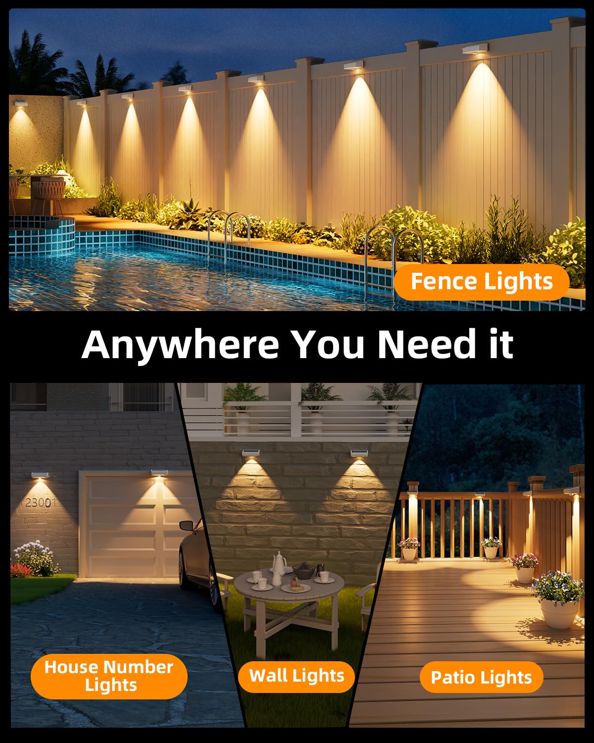 Jofios Solar Fence Lights Outdoor  12 Pack  50Lm Ultra Bright  10 Colors & 12 Lighting Modes Solar Deck Lights  Ip65 Waterproof  Dusk-To-Dawn Solar Powered Fence Light For Patio  Railing (White)