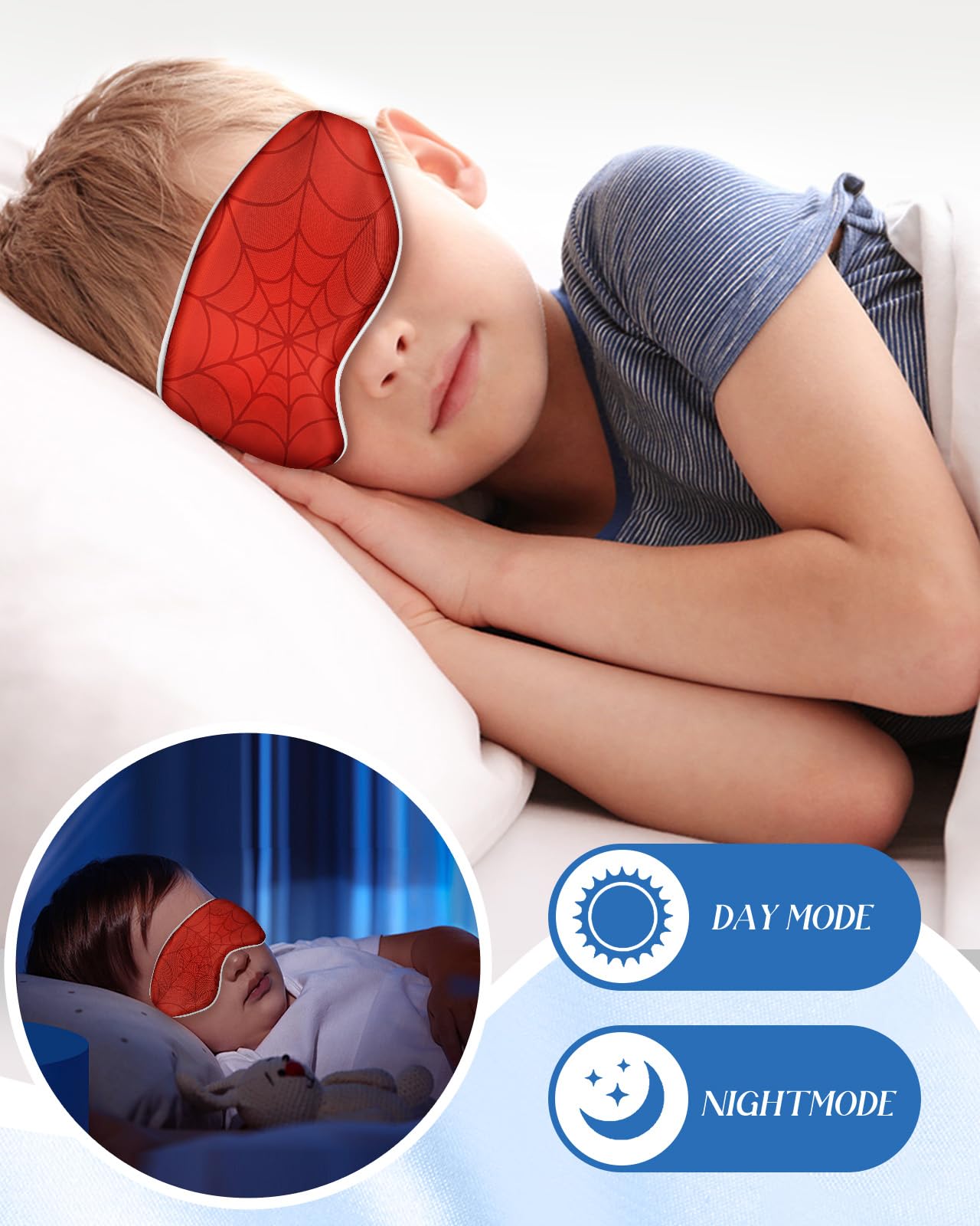 Miss Adola Sleep Mask for Kids - Cute Kawaii Cartoon Silk Sleeping Mask with Adjustable Strap Soft Smooth Light Eye Mask for Sleeping Silk Kids Eye Cover for Boys Girls Teens, Red