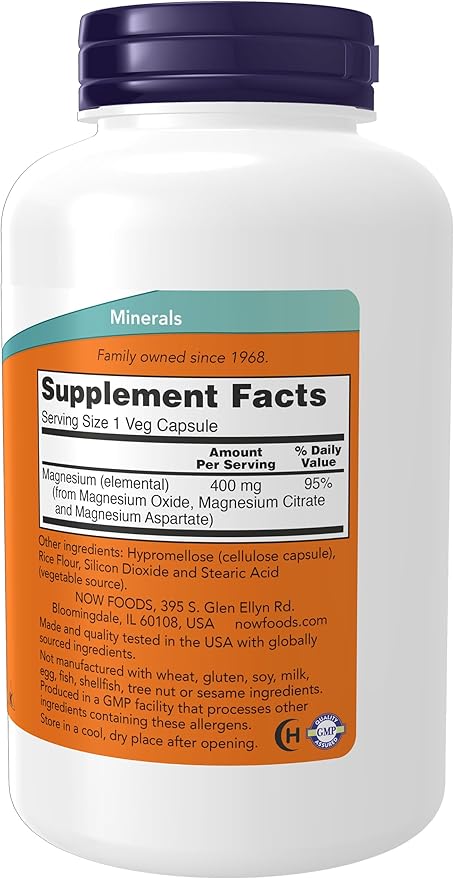 NOW Supplements, Vitamin C-1,000 with Rose HIPS, Sustained Release, Antioxidant Protection*, 250 Tablets & Supplements, Magnesium 400 mg, Enzyme Function*, Nervous System Support*, 180 Veg Capsules