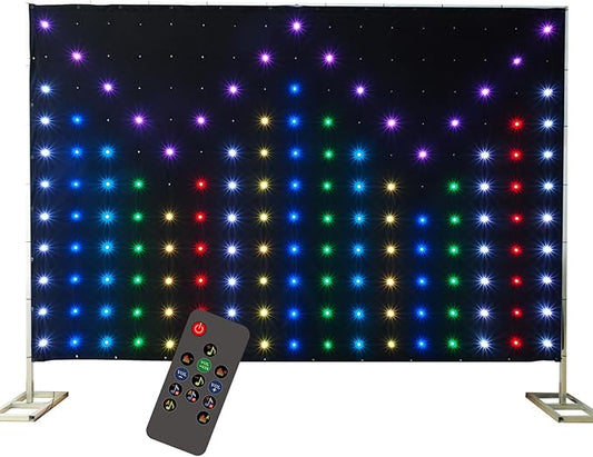 KHXED DJ Stage Light Pro 6.5x9.8ft LED Motion Drape Sound-Activated Rhythm Lights with Remote, 150+ Music Motion Effects f...