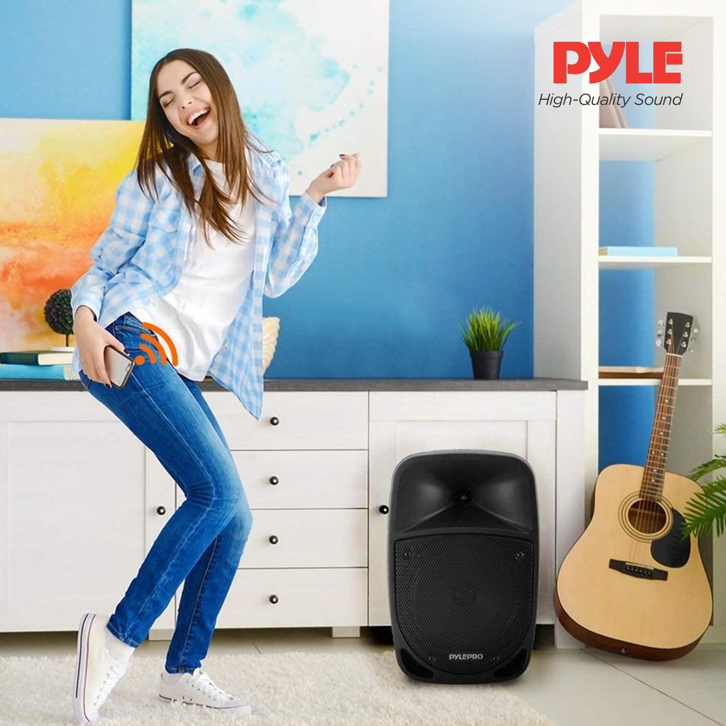 Pyle 800W Portable Bluetooth Pa Speaker - 8 Subwoofer, Led Battery Indicator Lights W/ Built-In Rechargeable Battery, Mp3/Usb/Sd