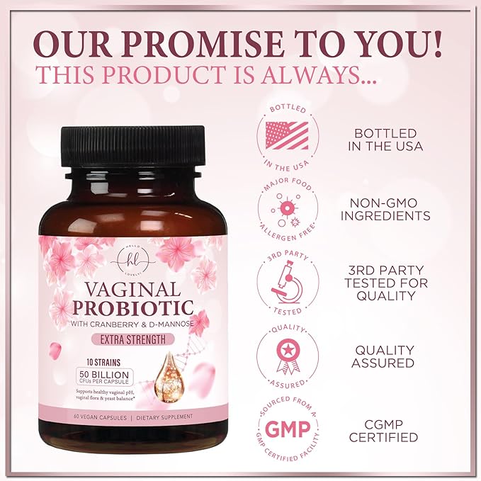 Vaginal Probiotics for Women - Vaginal PH Flora Feminine Health Balance Support - 50 Billion CFU Per Capsule, Odor Digestive Immune Support - Womens Probiotics Supplement with Cranberry - 60 Capsules