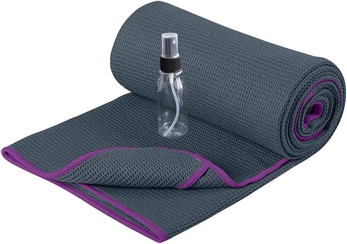 Heathyoga Hot Yoga Towel Non Slip, Microfiber Non Slip Yoga Mat Towel, Exclusive Corner Pockets Design, Dual-Grip, Sweat A...