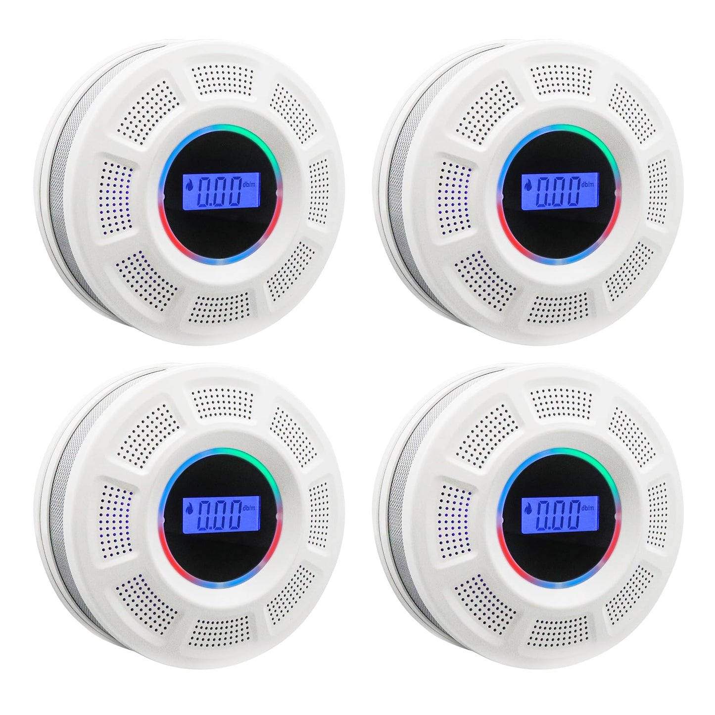 GiiHoo Smoke and Carbon Monoxide Detector Combo Powered by Battery, 2 in 1 CO & Smoke Alarm with LED Warning Light Indicators for Home, Travel, RV, Garage (4 Pack)