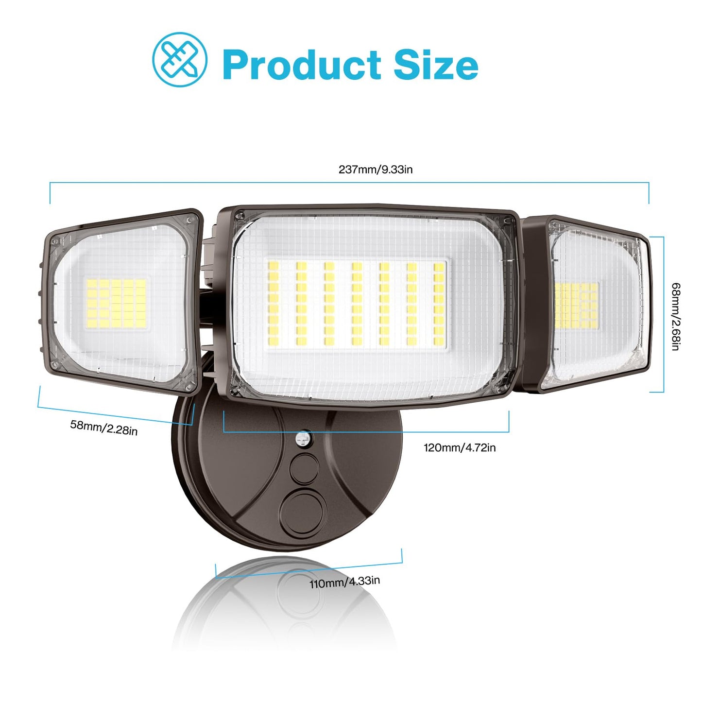 Olafus 60W Led Flood Light, 6000Lm Waterproof Security Light, Brown, Model 3-Lba55M, 6500K For Outdoor Use