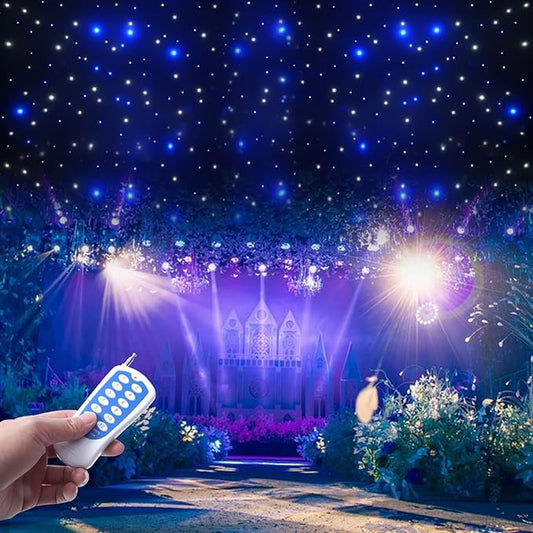 LED Stage Star Backdrop, 20x10FT Party Curtain Velvet Backdrops with DMX512 Remote Controller 12W Foldable LED Stage Star ...