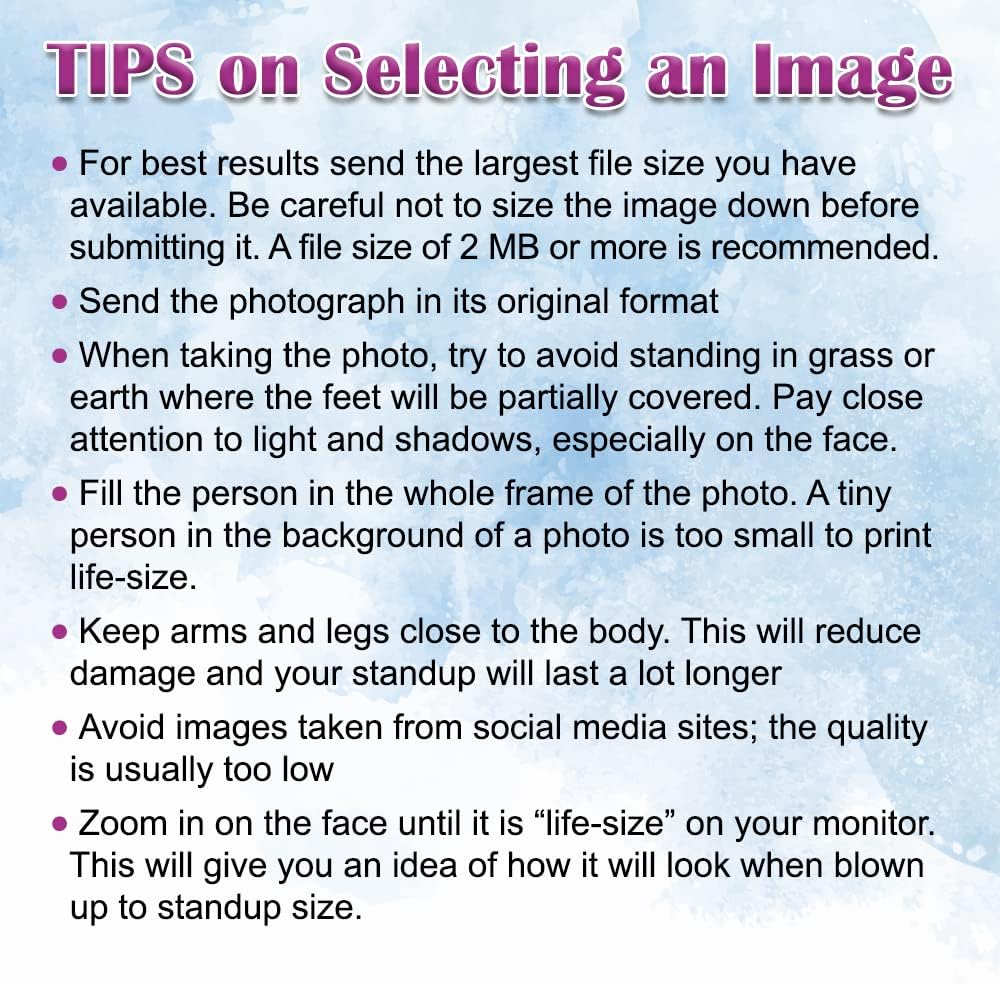 Custom Life Size Foamboard Cutout - Personalized High Resolution Stand Up Custom Cutout Upload Your Own Photo - Perfect for Wedding & Birthday, 1ft to 6ft (Foamboard)
