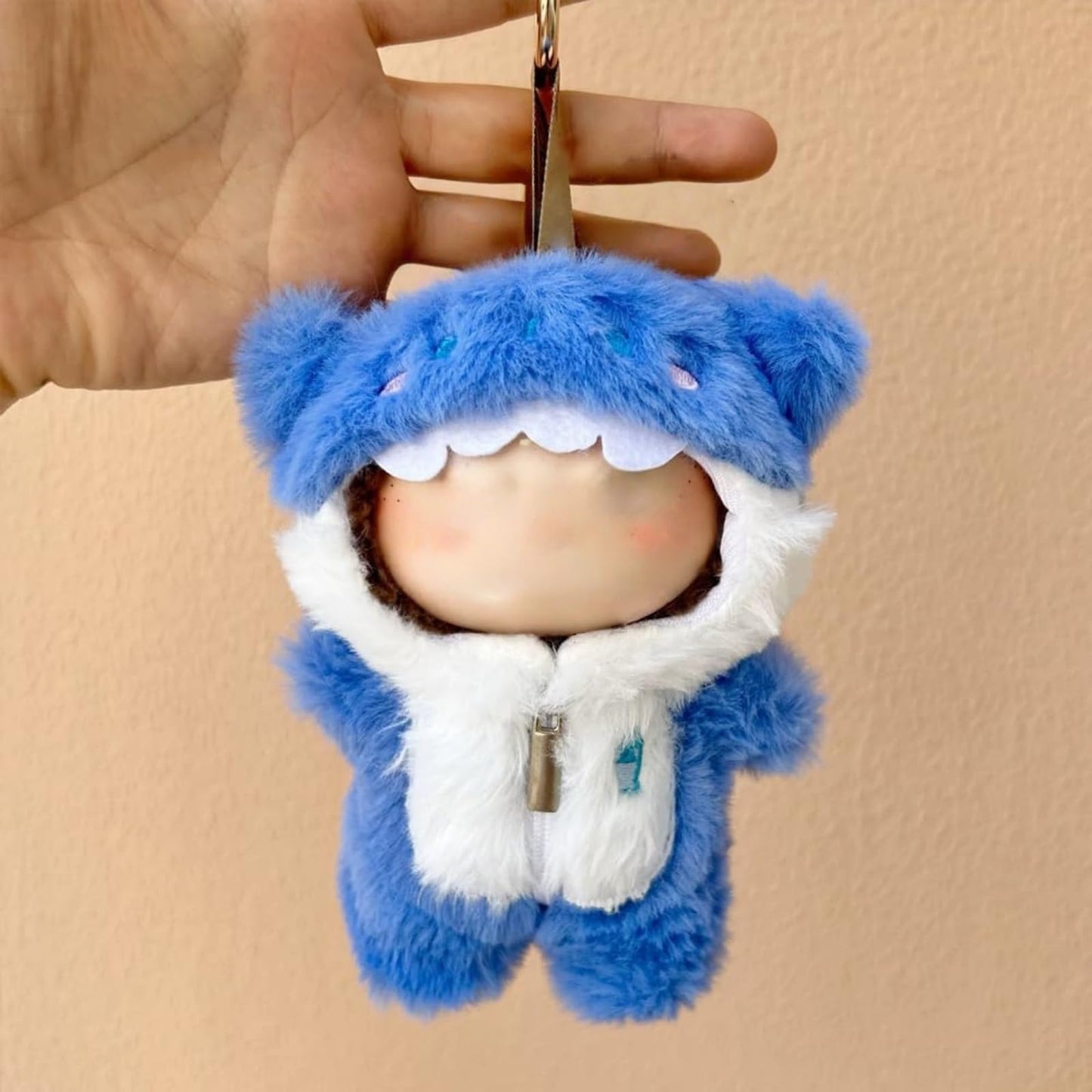 Zimomo Clothes for labubu Dolls - Cute Shark Outfit for 6.7 Inch (17cm) 1-Piece Marine-Themed Costume Accessory, Friends (Doll Not Included) - Perfect for Collectors and Dress-Up (No Doll) (Blue)