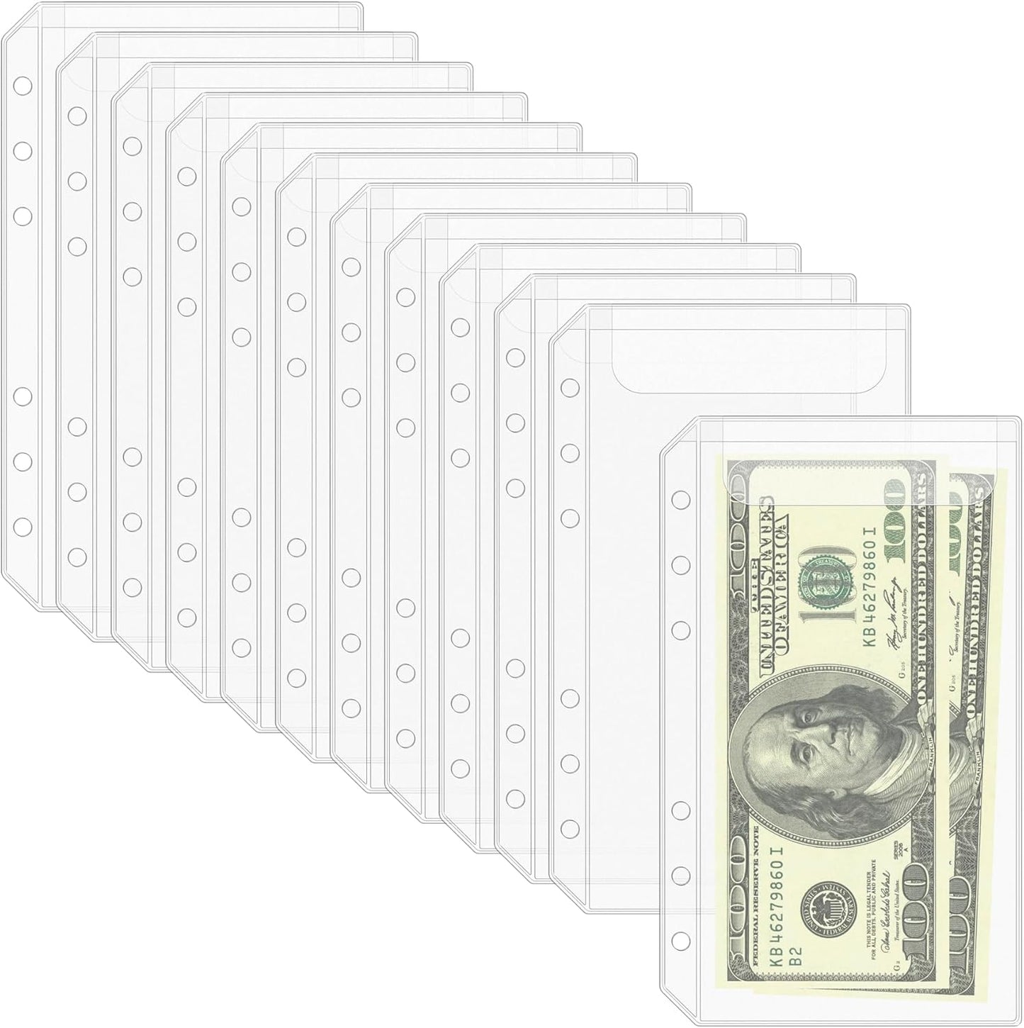 Antner 12PCS A6 Binder Pockets 6-Hole No Zipper Budget Cash Envelopes for Money Organizer, Zipless A6 Planner Inserts Cash Stuffing Envelopes Binder Pouches Folders Loose Leaf Filling Document Bags