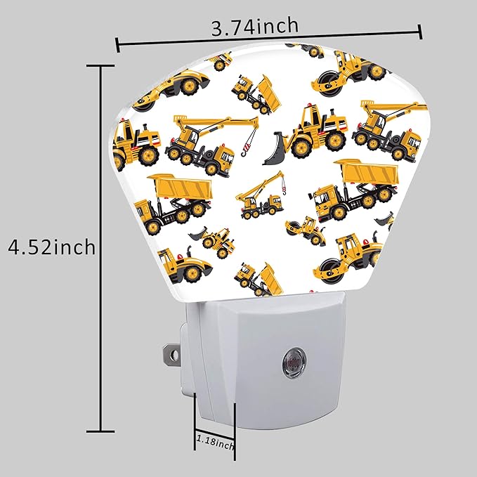 Children Road Construction Vehicle Night Light for Kids Girls Boys, Construction Vehicle LED Night Light Plug into Wall with Dusk to Dawn Sensor for Bedroom,Kitchen,Bathroom,Stairs Decor