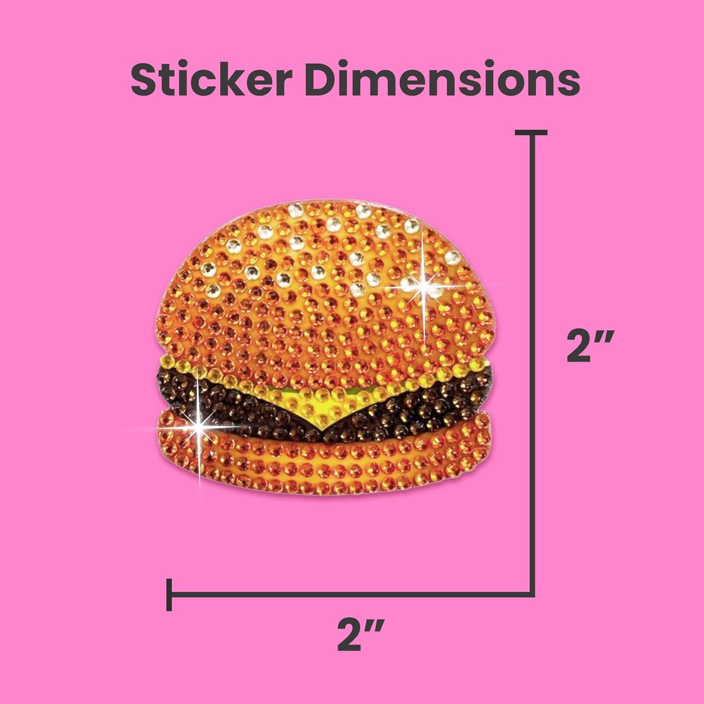StickerBeans® Rhinestone Stickers - Fopdie 4-Pack, 2” x 2” Each, Unique Sparkly Cut-to-Shape for Collecting, Trading, Decorating Laptops, Phone Cases, Scrapbooks - for Kids, Teens, & Adults