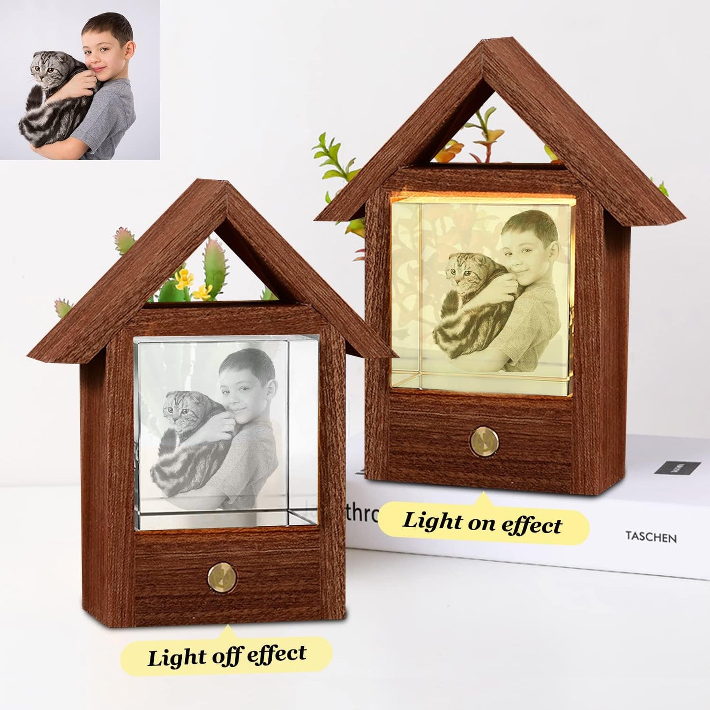 3D Crystal Photo, Engraving Personalized Gift with Your Own Photo, Unique Gift, Marriage Gift, Memorial Present-Small House