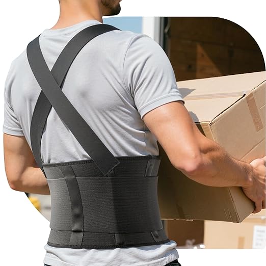 SOLOEVER Work Back Brace for Men & Women, Adjustable Lower Back Support Belt with Suspenders for Back Pain Relief, Moving ...